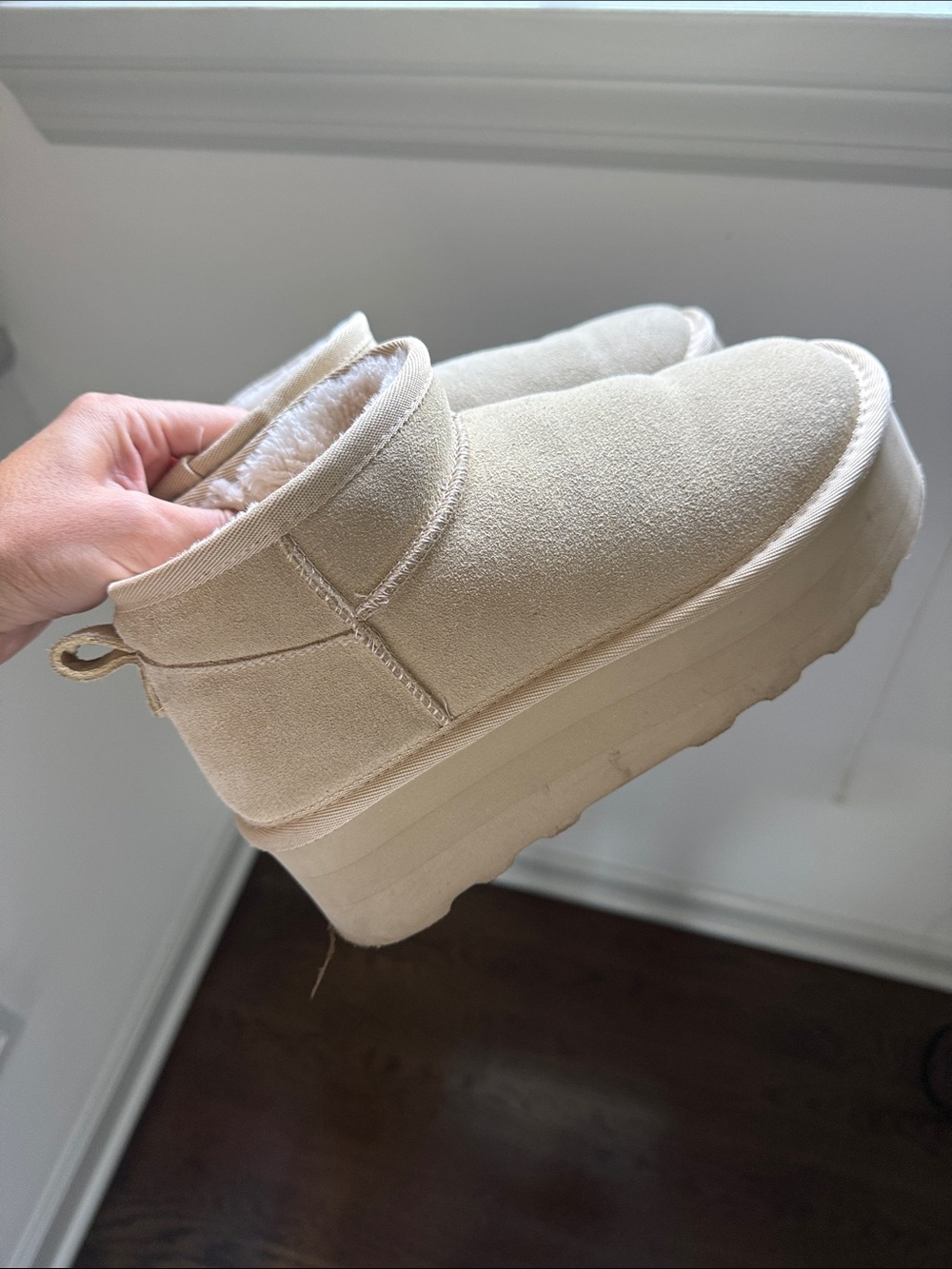Women’s Cream Ankle Booties with Plush Lining